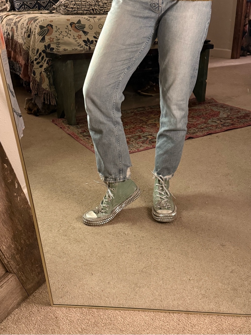 Free People Nan-Ku Couture Embellished High Top Sneakers Size 40